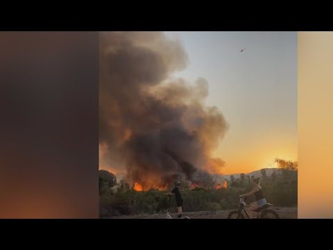 Fire sparks near businesses in Santee