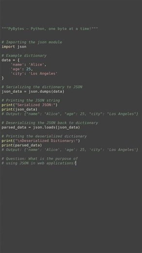 data serialization json #python #showcase