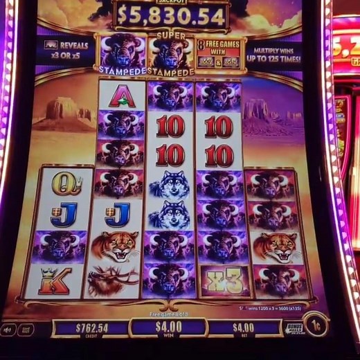 MASSIVE JACKPOT ON $4 BET BUFFALO ASCENSION SLOT MACHINE SUPER STAMPEDE HANDPAY