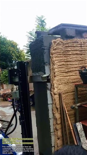 Automatic Wall Plastering Process | Efficient Mortar Spraying Machine for Construction
