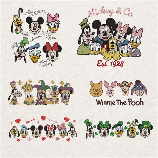 Classic Cartoon Friends Bundle | Character Design Set | Machine Embroidery Files - Etsy