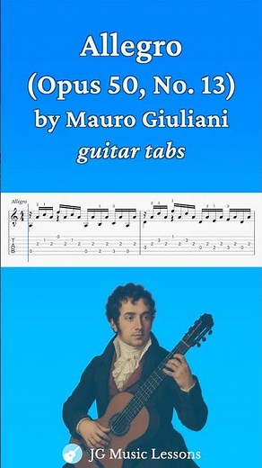 Allegro by Giuliani (Opus 50, No. 13) guitar tabs 🎸 #guitarlesson #guitartutorial