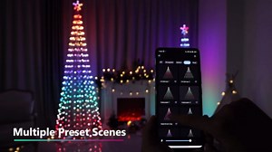 Flacchi Smart Christmas Cone Tree Lights - Star Tree Topper with Removable Bracket, App Control, Sync with Music, Smart Waterfall Colored Lights for Indoor Outdoor Xmas Decorations (6.9ft)
