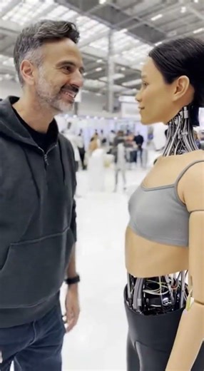 Humanoid Robot Proximity Sensor Demo at a Robotics Expo