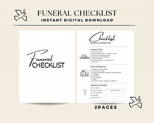 Minimalist Funeral Checklist for Organizing Family Funerals, Bereavement Memorial Check List Printable, Celebration of Life Plan, Condolence - Etsy