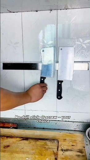 Stop Cluttering Your Kitchen! 🔪 Ninonly Magnetic Knife Strip with 3 Hooks (No-Drill Option)