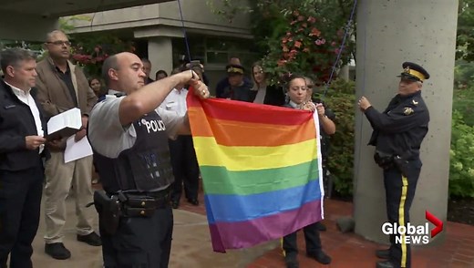 Surrey RCMP raise rainbow flag in support of pride month