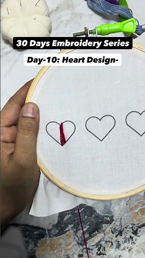 Heart Embroidery Tutorial for Beginners | Easy Filled Heart Design | Day 10 Embroidery Series