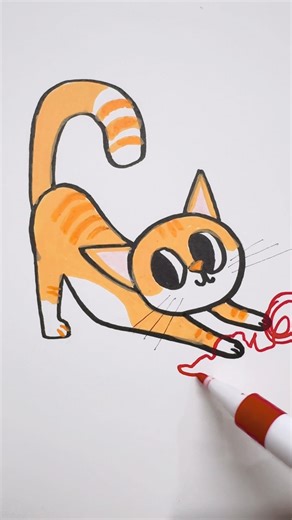How to draw 😍😽 Cute Playful Cat for Beginners, Parents, Teachers, and Kids Step by Step Drawing