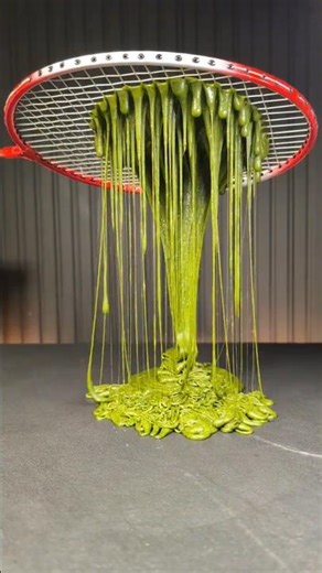ASMR Slime on Badminton Racket 🏸💚 Slow Flow Into Mesh (So Satisfying)