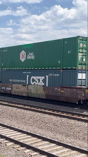 CSX container on an UP intermodal train #csx #trains #shorts #intermodaltrain #unionpacific #train