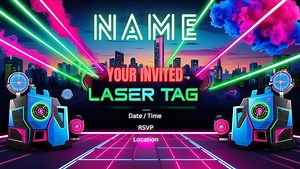 Editable Laser Birthday Invite - Etsy