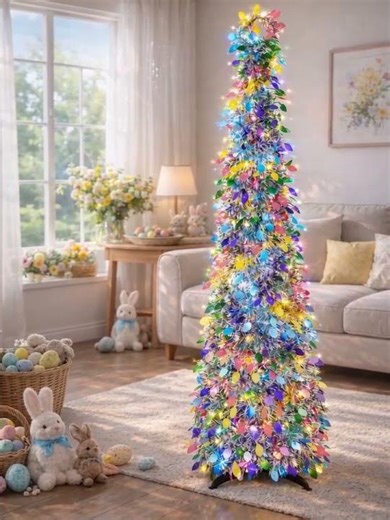 🎥 5FT Easter Metal Foil Tree | Eye-Catching Holiday Display for Retail & Garden Decor