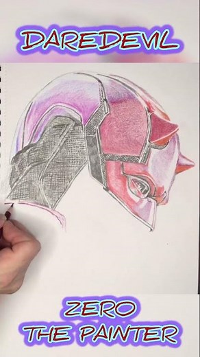 DRAWING a Daredevil Marvel Superhero with Color Pencils