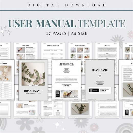 User Manual Template | User Guide Template | Product Instruction Manual Template | Operations Manual | Installation Manual | Canva Template - Etsy