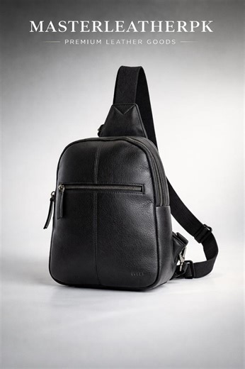 Minimal Leather Backpack for Men – Handmade Sling Crossbody Bag, Compact Travel Carry | Masterleatherpk - Etsy