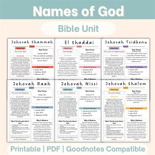 Names of God Christian Homeschool Unit Workbook Study Bible Lesson Printables Busybook Kids Bible Activity Pages Children Read Bible - Etsy