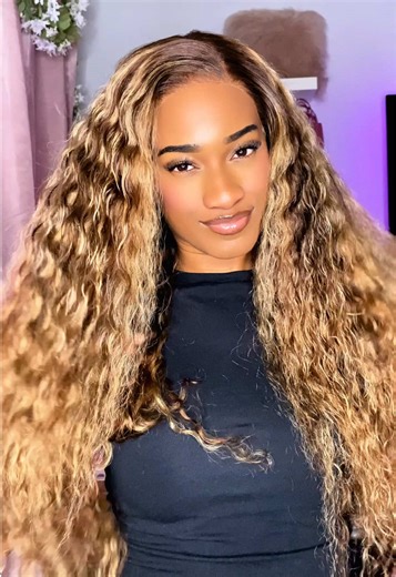 Now this caramel brown highlight water wave unit gonna be your 5-minute glam secret, cuz you literally have to do nothing at all😌🤏🏾 #wiginstall #unicehair #wig #x731 #tiktokshopstockup