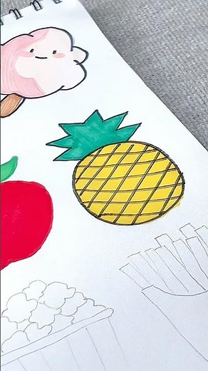 Coloring pineapple using marker #coloring #markers