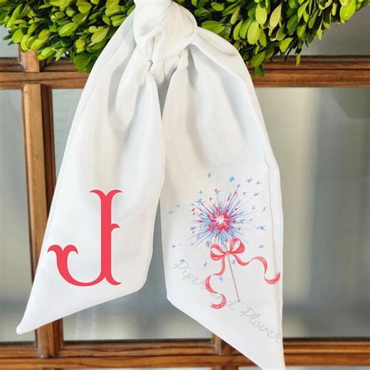 Patriotic Firework Wreath Sash: 4th of July Front Door Bow