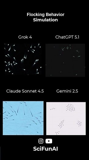 How 4 different AI models Simulate Flocking Behavior !?