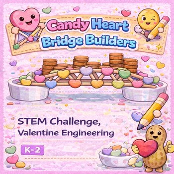 Candy Heart Bridge Builders STEM Challenge, Valentine Engineering, K-2
