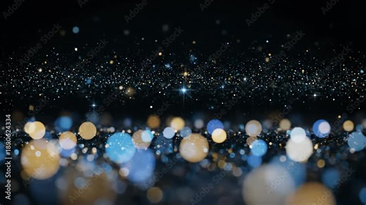 Abstract motion background shining colorfull particles. Shimmering Glittering Particles With Bokeh. Popular, modern, christmas, new year, holiday, wedding background, 2026. 4K loop video animation