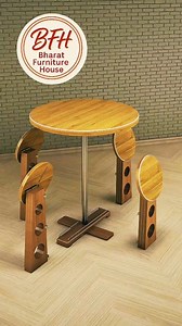 High-Top Round Cocktail Table with 4 Folding Bar Stools 🍸 Smart Space-Saving Furniture Design At first glance, it looks like a sleek high-top cocktail table ✨ But the magic is underneath! 🔹 The round tabletop splits into three sections 🔹 Two sections swing down 90° to securely lock 4 folding bar stools inside 🔹 In seconds, the entire set packs into a neat, vertical column 🔹 Perfect for small spaces, patios, cafés, bars, and pop-up events Love smart, compact, multi-functional furniture? Stic