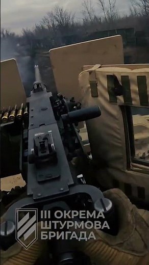 Ukrainians opens fire on Russians using a .50 calibre machine-gun on an American MRAP vehicle