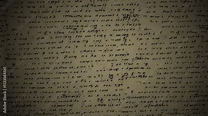 An animation of an ancient manuscript with handwritten text, evoking a sense of history, mystery, and ancient knowledge.