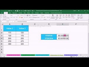 STDEVA vs STDEVPA Statistical Function with Examples in MS Office Excel 2016
