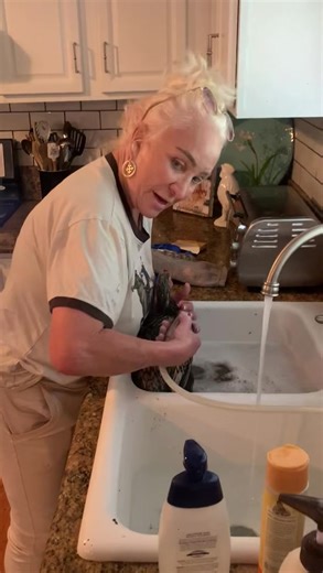 Bath time for Lorettahen and Tanyaclucker! 🚿🐔 These two were so stinky, but now they’re so fresh and clean. #ChickenBath #CleanCluckers #PetLife