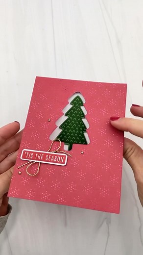 Finding unique ways to use the stamps and dies makes them all the more versatile. Using the tree die from the Spruced Up Bundle, I created a negative outline for the stamped image to peek through. This fun bundle is a must have for handmade Christmas cards!!! Get started today and show your loved ones at Christmas time that you care! #handmadecards #stampinup #papercrafting #makeitdontbuyit #stressrelieving #myhobby #papercraftersofinstagram #craftymom #creativemom #showsomeoneyoucare #trysometh