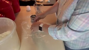 Biscuits from Homemade Bisquick 2 cups Bisquick Mix 2/3 cup Milk Flour for cutting out. 1. Preheat oven to 450 degrees and spray or line a baking sheet with parchment paper 2. Mix Bisquick Mix & milk in a bowl. 3. Place on floured board or counter. 4. Knead slightly 5. Pat into a circle 1-1/2 inches thick 6. Cut with biscuit cutter, flouring biscuit cutter after each biscuit. 7. Place on sprayed, or parchment lined, baking sheet 8. Bake at 450 degrees for 12-13 minutes | Delicious by Debbie