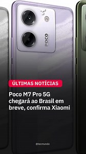 O Poco M7 Pro 5G será lançado em breve no Brasil, conforme anunciado pela Xiaomi. O modelo chega para disputar espaço entre os intermediários. O MediaTek Dimensity 7025-Ultra é o processador que lidera a ficha técnica do aparelho, sendo o mesmo chip utilizado no Redmi Note 14. O aparelho será vendido com 8 GB ou 12 GB de RAM, e todas as versões contarão com 256 GB de armazenamento interno. A tela é um painel AMOLED de 6,7 polegadas, com resolução Full HD (2400x1080) e taxa de atualização de 120 