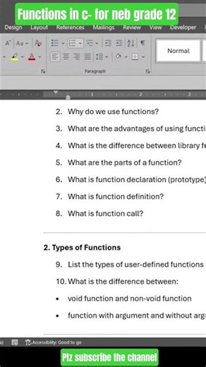 functions in c programming- for neb grade 12