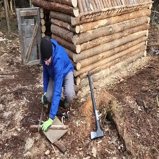 11K views · 86 reactions | Building A Small Log Cabin Alone In The Woods B | Mansi's Handmade | Facebook