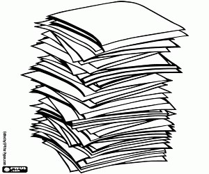 A heap of paper sheets coloring page printable game
