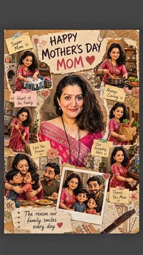 Heartwarming Mother’s Day AI Poster | Scrapbook Style Tribute for Mom ❤️
