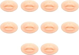 Diydeg Fake Lips, 10PCS Silicone Soft Flexible 3D Open Mouth Easy to Apply Colour Practice Lips Highly Reproducible Portable Silicone Lips Model for Makeup Practice (Light Skin