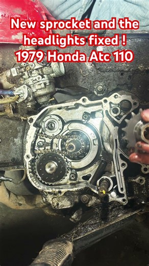 New sprocket and Headlight! #1979 #honda #atc #110 #125cc #offroad #repair #littlesmokey #3wheeler