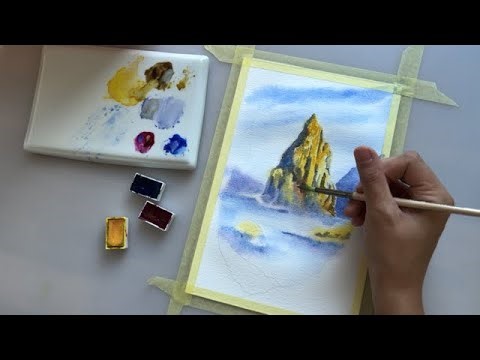 Watercolor Sea Rocks Tutorial 01