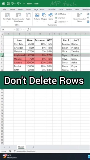 Don't Delete Rows in Excel 😱 #exceltips #spreadsheets #office #excel