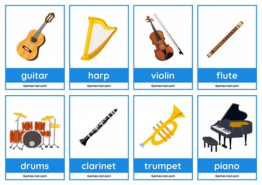 Free Printable Musical Instrument Flashcards | Games4esl