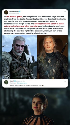 The Truth Behind Geralt’s Iconic Eye Scar ⚔️👁️ #TheWitcher #WitcherLore #fantasy