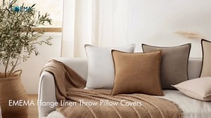 EMEMA Euro Sham Decorative Linen Throw Pillow Covers 24x24 Natural Beige | Boho Farmhouse Neutral Couch Throw Pillows for Bed Pack of 2 Accent Pillowcase Modern Sofa Cushion Livingroom Home Decor