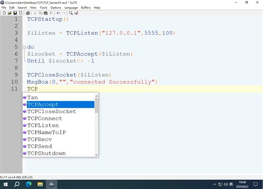 31 Autoit使用TCP/IP发送命令行