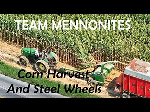 OLD ORDER MENNONITES and STEEL WHEELED TRACTORS Harvesting Corn in Lancaster County, PA
