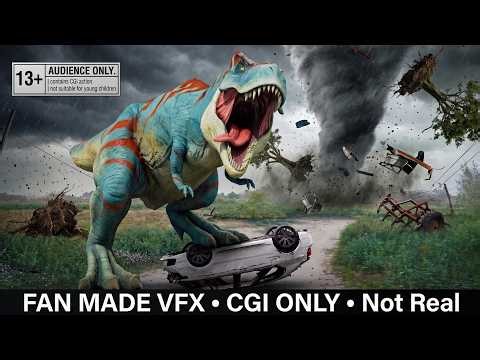 T-Rex Dinosaur & Raptor: Surviving The Giant Tornado