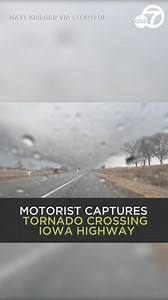12K views · 104 reactions | A man captured the moments a tornado swept through central Iowa. Footage shows the massive funnel cloud spinning across the interstate. “It would have hit me had I kept going,” Matt Krieger says in the video. ️ | ABC7 | Facebook